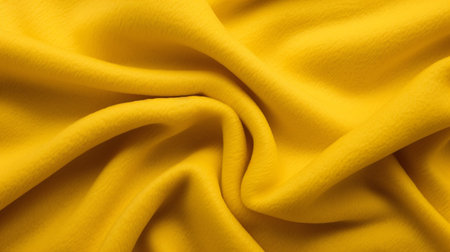 Texture, background, pattern. Yellow silk fabric is crumpledの素材