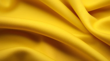 Yellow satin texture background. Close up of yellow satin texture.の素材