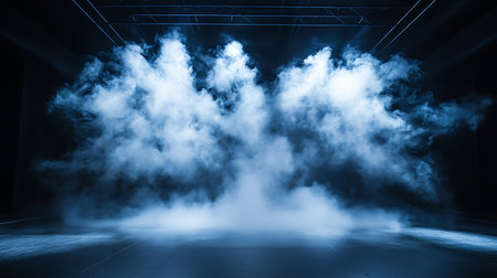 Stage filled with swirling red smoke, creating a dramatic and intense atmosphereの素材