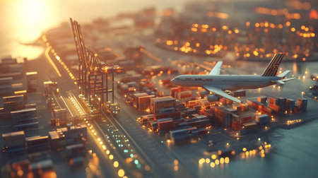 Transportation and import-export commercial logistic concept, 3d renderingの素材