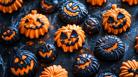 Halloween cheerful patterns of festive Halloween treatsの素材