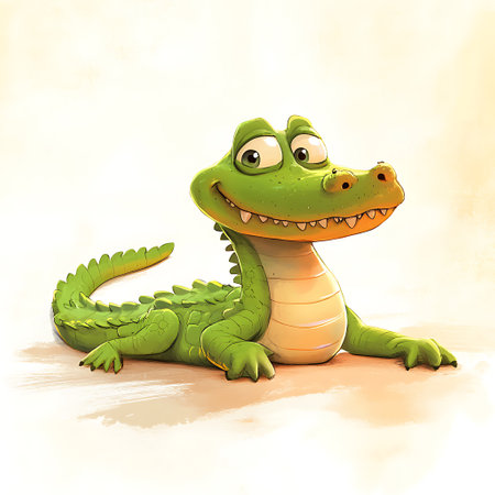 cartoon crocodile isolated on white background - illustration for the childrenの素材