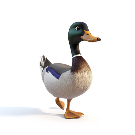 Duck on white background. Isolated 3D Illustration.の素材
