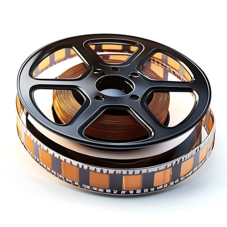 Film reel isolated on white background. 3d render image with clipping pathの素材