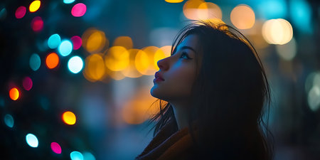 Colorful bokeh lights in soft focusの素材