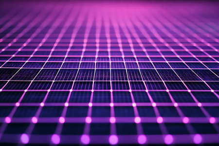 Glowing neon purple grid patternの素材