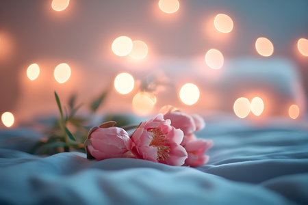 Soft bokeh lights with pink tonesの素材
