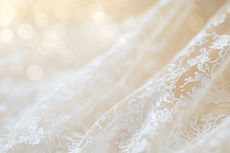 Subtle gold and white background with a faint lace overlay.の素材