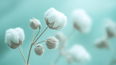 Subtle mint green background with a soft cotton-like textureの素材