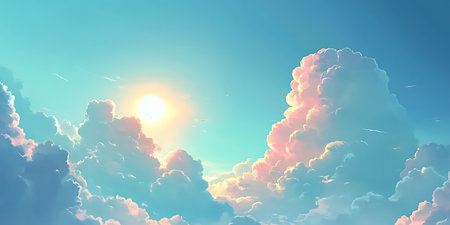 Soft clouds over a bright skyの素材
