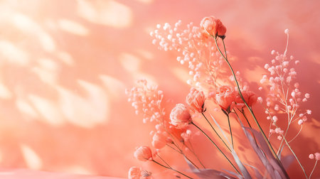 Peach colored background with a soft pastel finishの素材