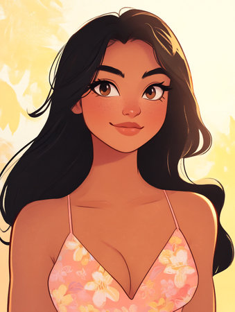 Portrait of a girl in a swimsuit. Vector illustrationの写真素材