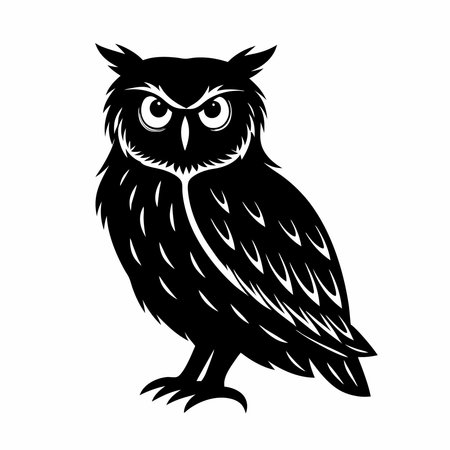 Owl vector black and white illustration isolated on white background for tattoo, t-shirt design.のイラスト素材