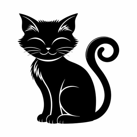 Black cat isolated on white background. Vector illustration for your design.のイラスト素材