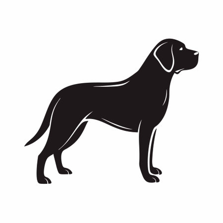 Labrador Retriever dog silhouette isolated on white background. Vector illustration.のイラスト素材