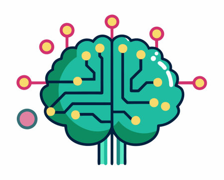 brain with circuit icon over white background, colorful design. vector illustrationのイラスト素材