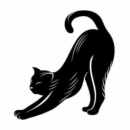 Black silhouette of a cat on a white background. Vector illustration.のイラスト素材