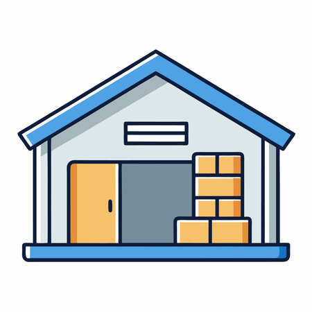 Warehouse icon. Flat illustration of warehouse vector icon for web designのイラスト素材