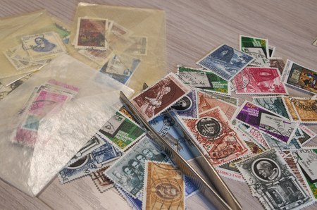 Stamps collection and some toolsのeditorial素材