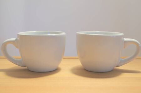 Two coffee cups white ceramicの写真素材