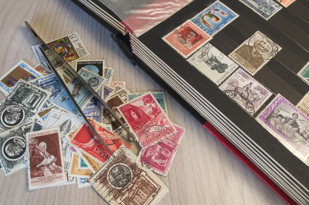 Stamps collection and some toolsのeditorial素材