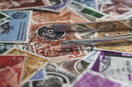 Stamps collection and some toolsのeditorial素材