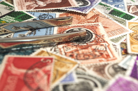 Stamps collection and some toolsのeditorial素材