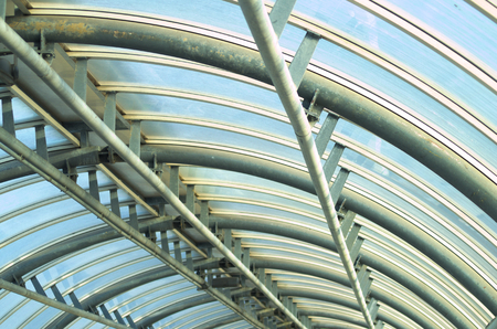 Modern architecture, rusty metal and glass - Rome Italyの写真素材