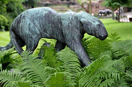 Sculpture of a pantherの写真素材