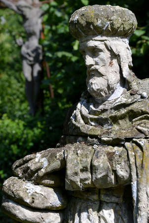 Old sculpture at the beguinage of Antwerpの写真素材