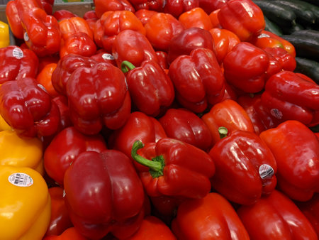 Various Red Peppers Available for Purchaseのeditorial素材