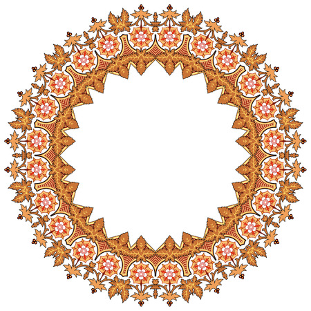 Abstract vector circle floral ornamental borderのイラスト素材
