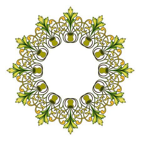 Round Pattern Mandala. Abstract design of Persian- Islamic-Turkish-Ara bic vector circle floral ornamental border!のイラスト素材