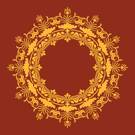 Round Pattern Mandala. Abstract design of Persian- Islamic-Turkish-Ara bic vector circle floral ornamental border!のイラスト素材