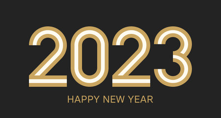 Happy New Year 2023 Vector Banner Clipart Isolated on Black Background