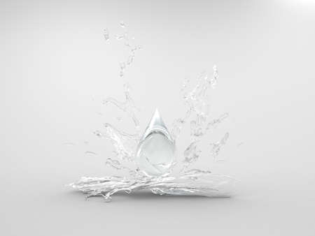 3D Rendering Liquid Splash Isolated on whiteの写真素材