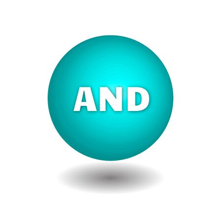 AND on blue circle isolated vector icons on white background.のイラスト素材