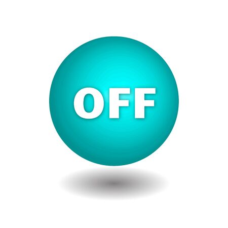OFF on blue circle isolated vector icons on white background.のイラスト素材