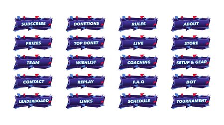 Set of gaming panels. Online gaming panels for streamers.のイラスト素材