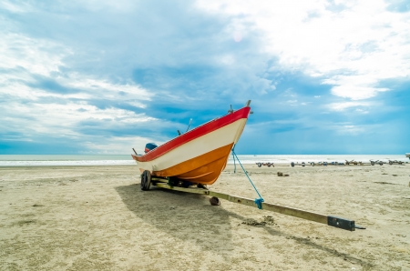 Boat with Sun Light Horizontalの写真素材