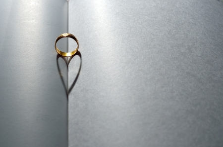 Wedding Ring and Heart Shadow, Symbol of Love from Wedding Ringの写真素材