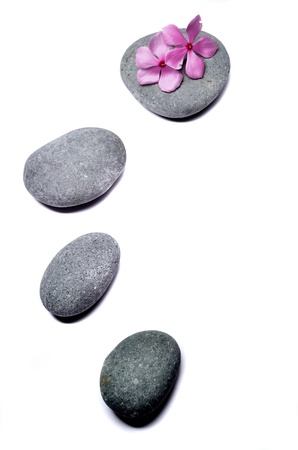 Zen stones with flowersの写真素材