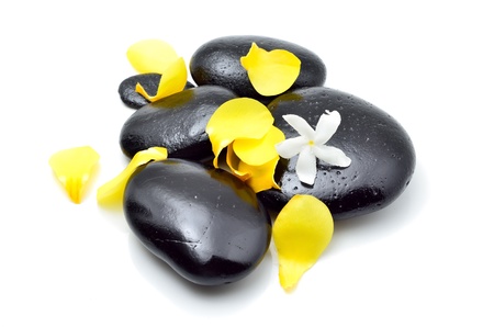 Zen stones with flowersの写真素材