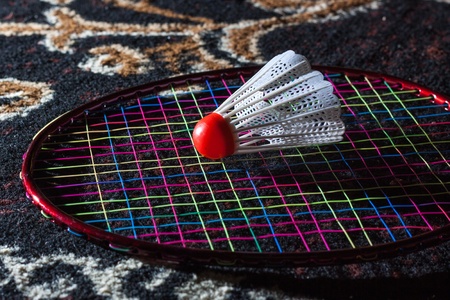 Shuttlecock and badmintonの写真素材
