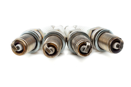 Spark plug isolated on white backgroundの写真素材