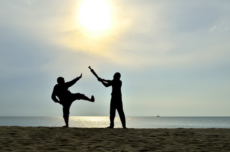 Fighting near beachの写真素材