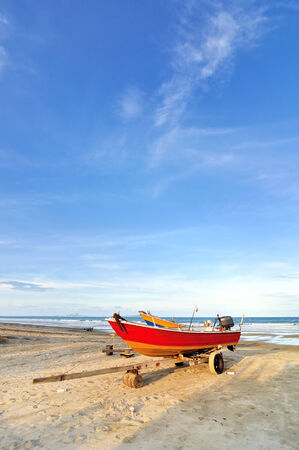 Boat on the beachの写真素材