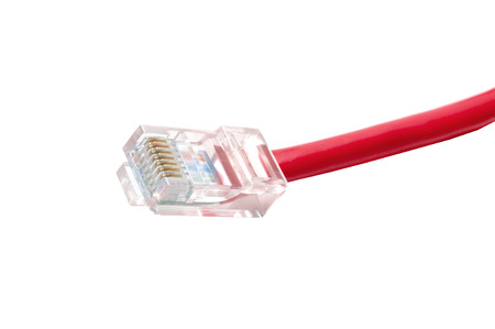 LAN connector isolated on white backgroundの写真素材