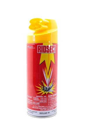 PAHANG, MALAYSIA-Dec 27, 2013: Photo of Ridsect product, Aerosol (AE) used for kill insects and mosquito, isolated on white backgroundのeditorial素材