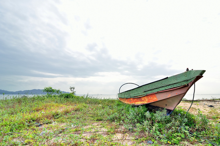 Stranded boatの写真素材